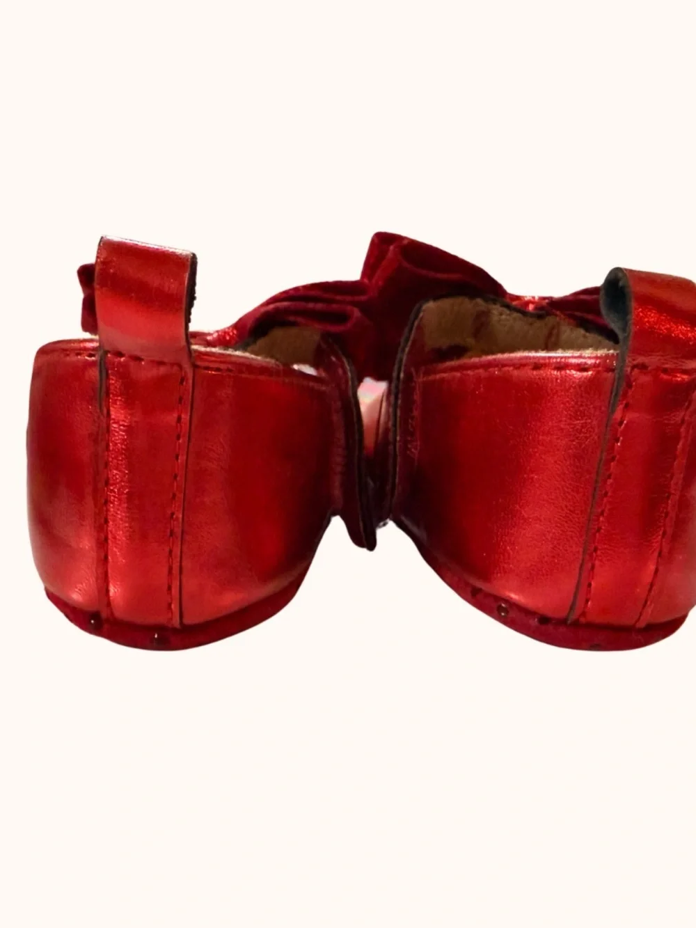 Old Navy Red Metallic Bow Mary Jane Baby Shoes